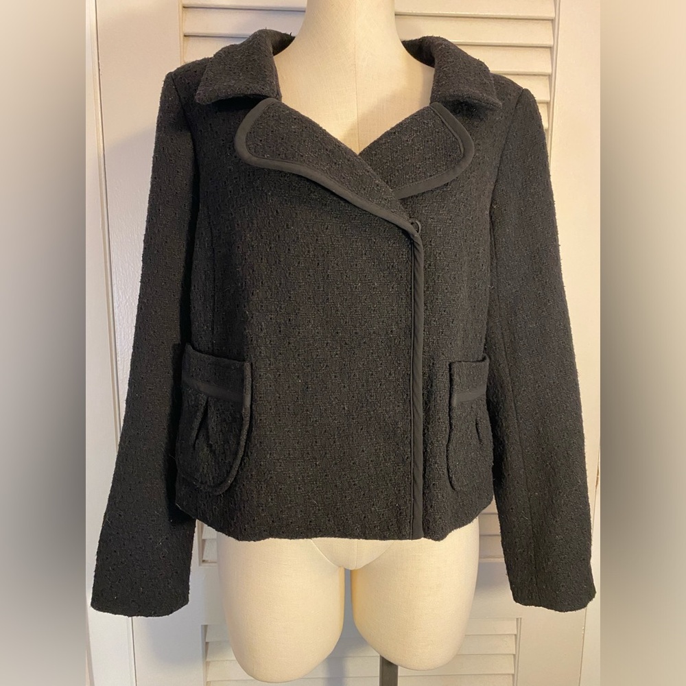 Black Wool “Merona” Short Blazer- Size Large